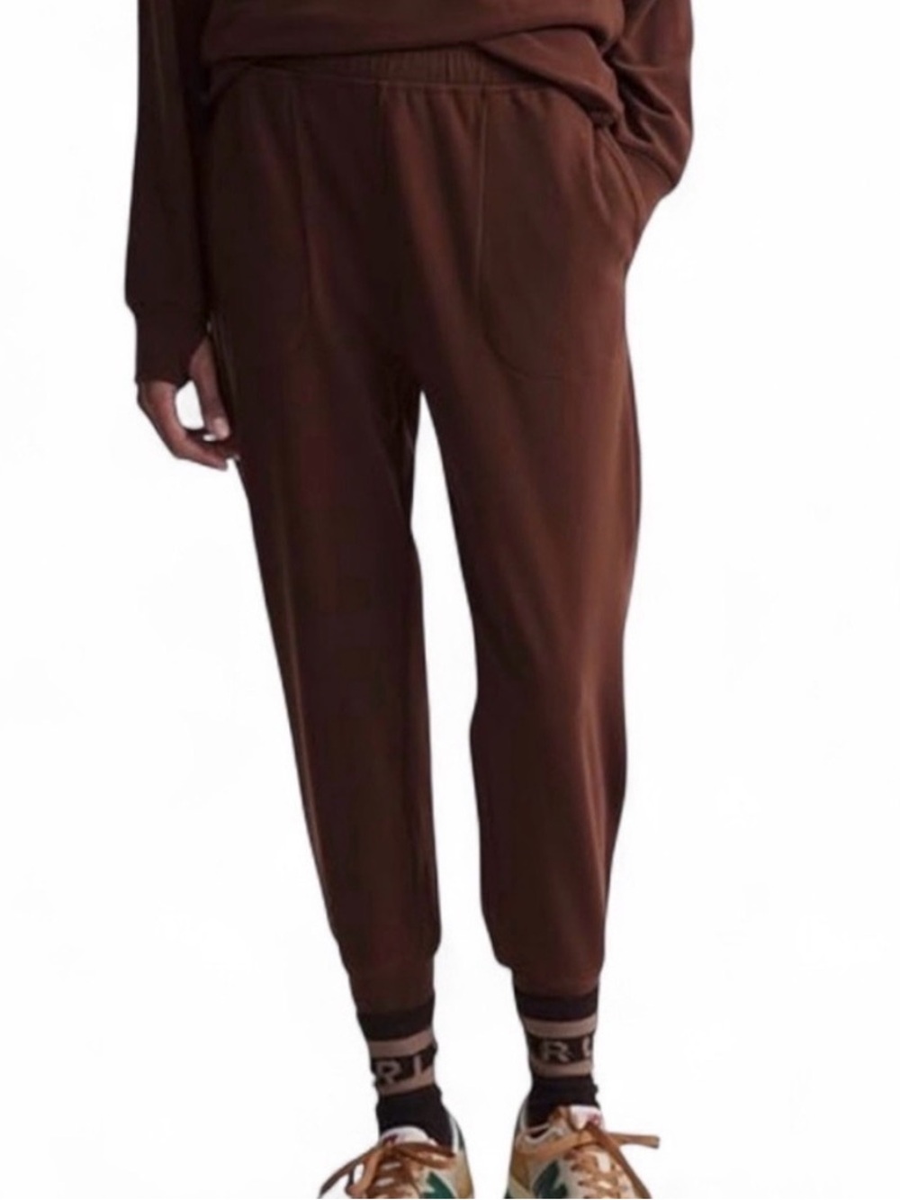 Varley Brown Brushed Rib Slim Cuff Pant 25 Medium Cozy Loungewear Athleisure Gym